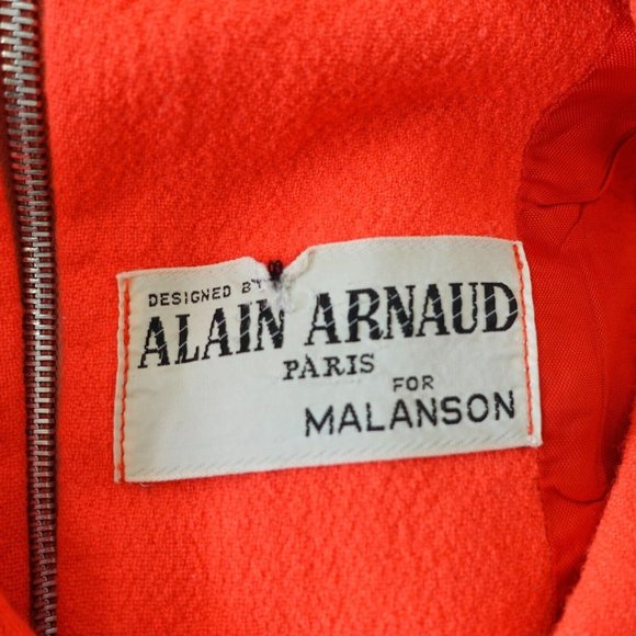 VINTAGE Red Dress Small Red Flared Wool Buckle Parisian ALAIN ARNAUD VHTF RARE - Picture 3 of 13